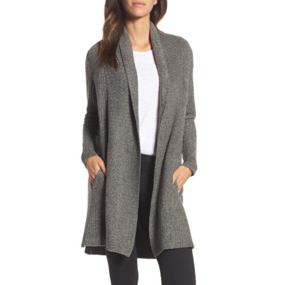 BAREFOOT DREAMS CozyChic Lite Montecito Cardigan Sweater Loden/Carbon Size XL